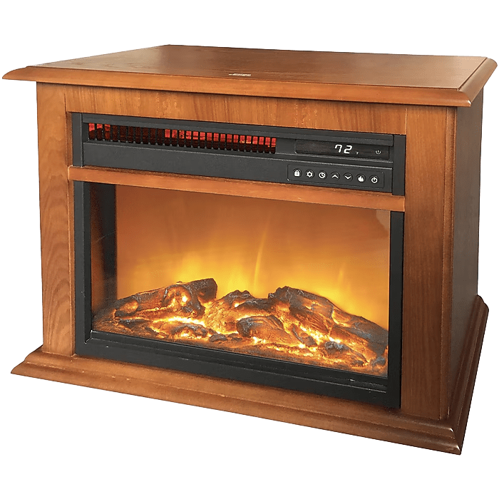 Lifesmart 3-element Infrared Electric Oak Fireplace - Angle