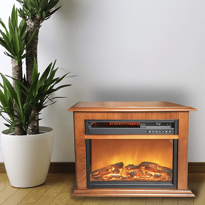 Lifesmart 3-element Infrared Electric Oak Fireplace - Lifestyle