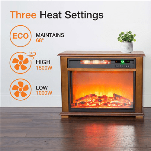 Lifesmart Medium Square Fireplace with Decorative Mantel - Infographic 2