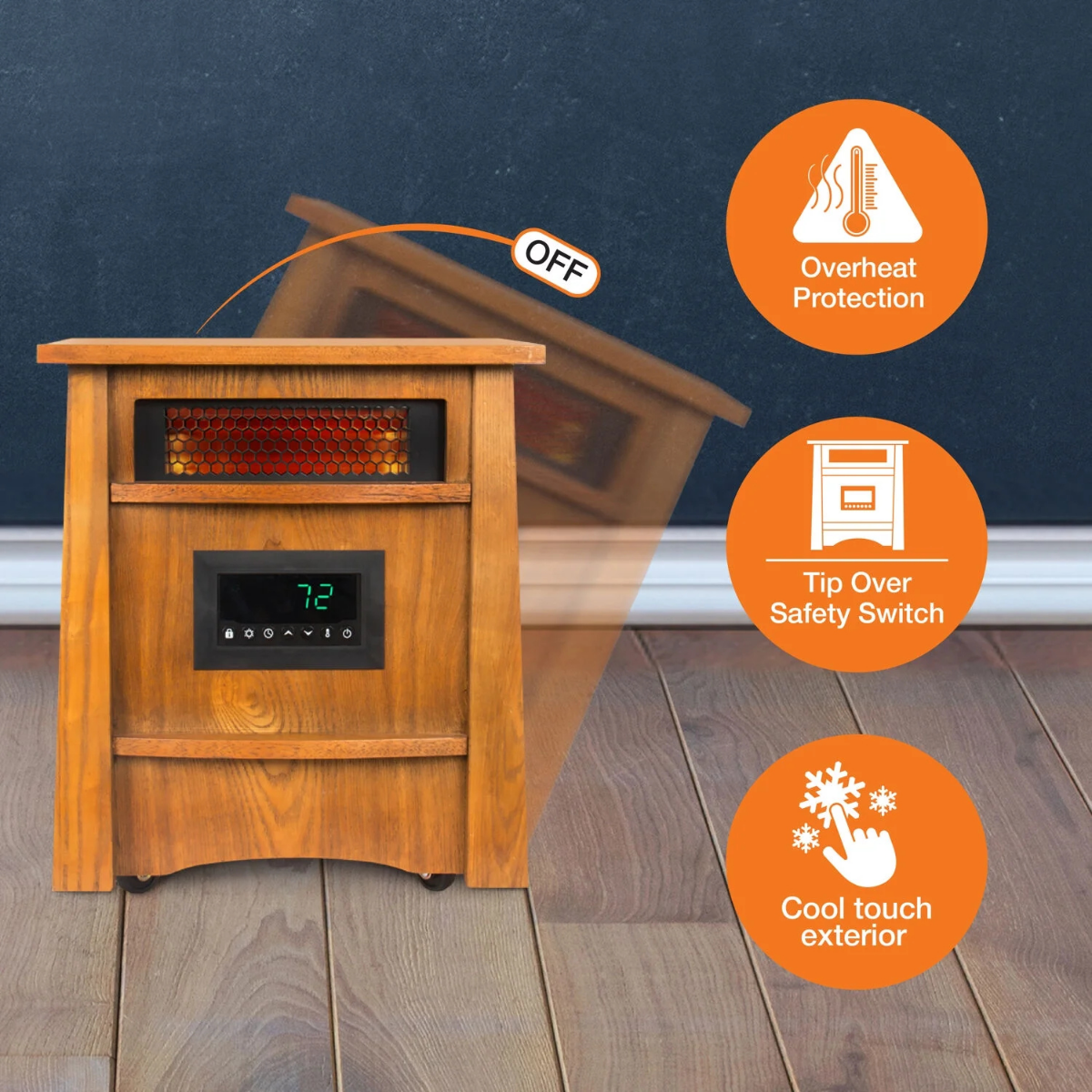 LifeSmart Infrared Heater Wood Cabinet 8 Element - Infographic 4