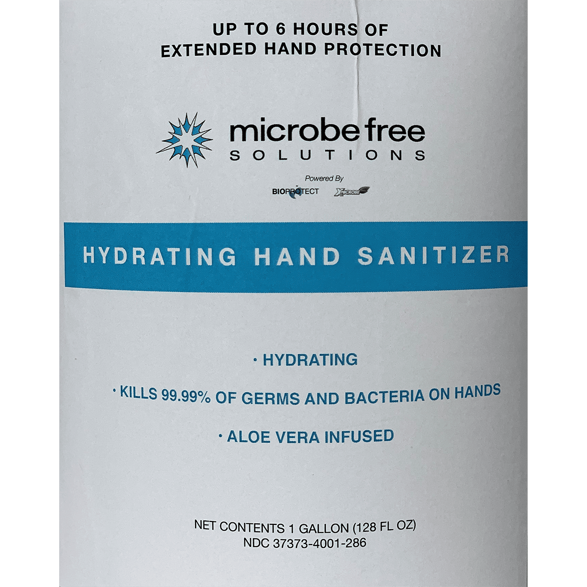 Microbe Free Solutions Hydrating 6 Hour Hand Sanitizer - Product Label