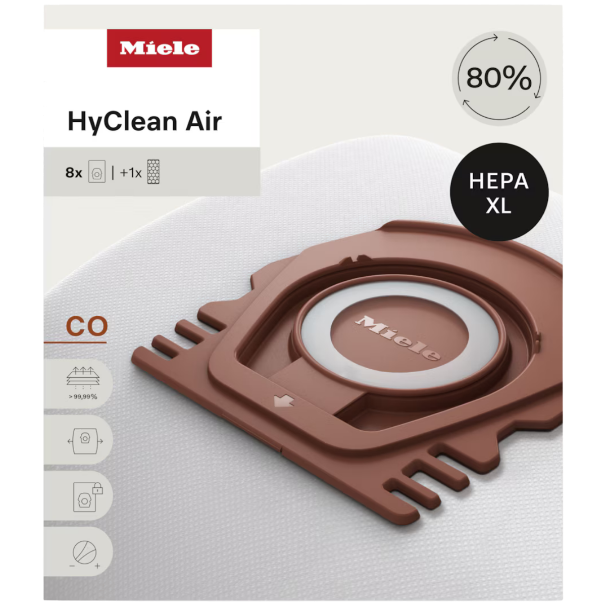 Miele HyClean CO Allergy XL Vacuum Bags with GN-HA50 8 Pack - Front