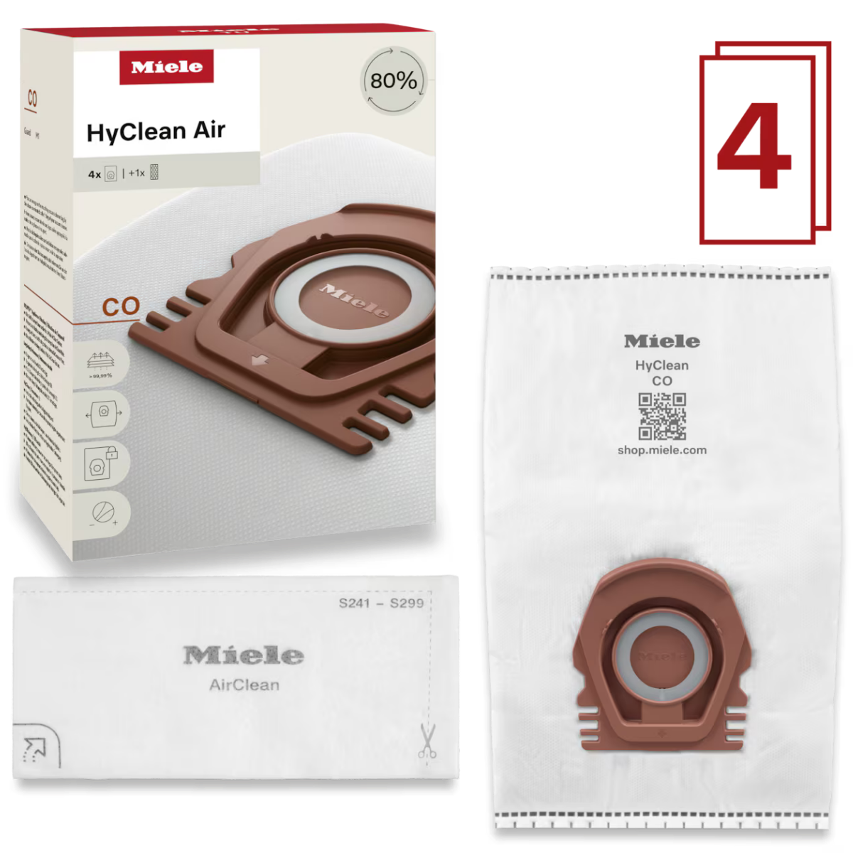 Miele HyClean CO Vacuum Bags 4 Pack - Set
