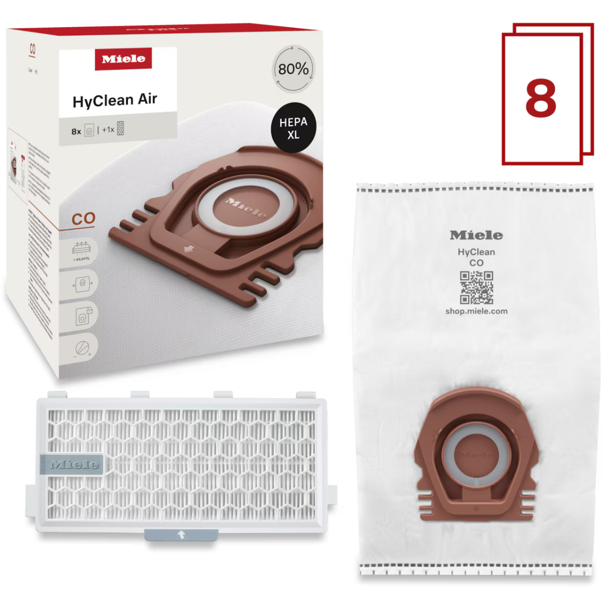 Miele HyClean CO XL Vacuum Bags 8 Pack - Set