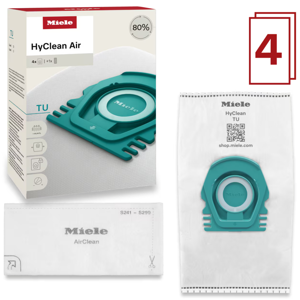 Miele HyClean TU Vacuum Bags 4 Pack - Set