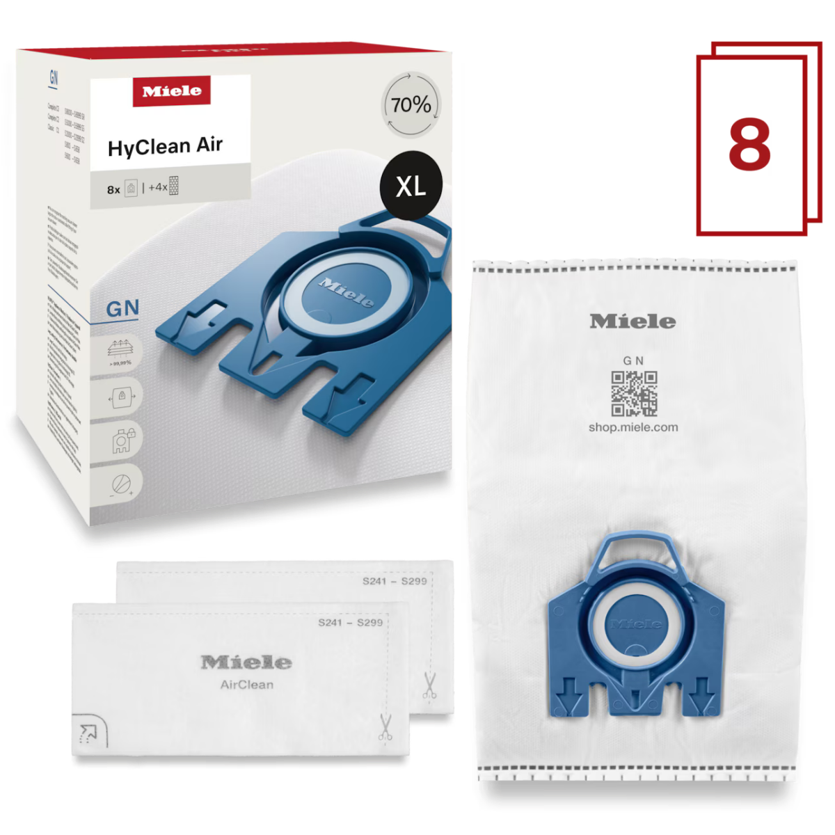 Miele XL-Pack HyClean Air GN Dustbags - Set
