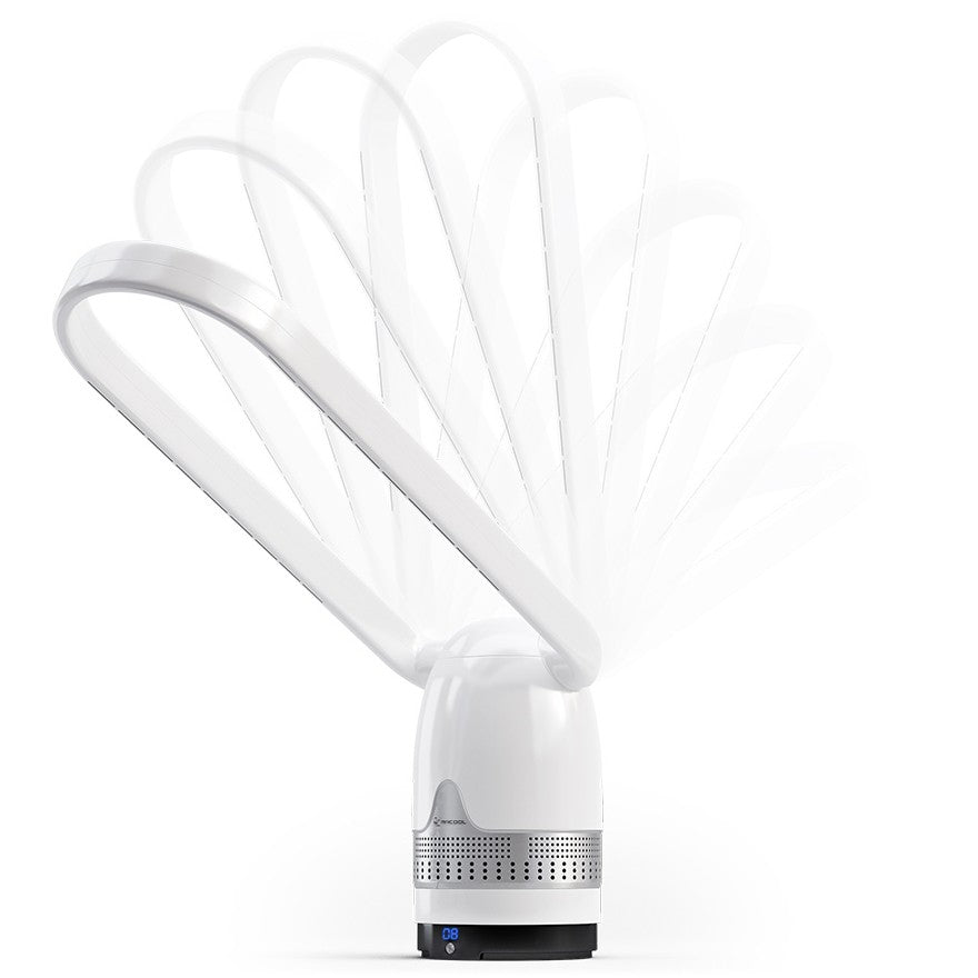 MRCOOL MRBREEZE Bladeless Oval Fan and Air Purifier - Silver Adjustable Head in 120-degree Arc