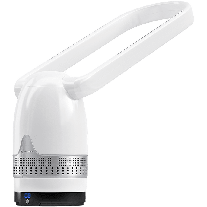 MRCOOL MRBREEZE Bladeless Oval Fan and Air Purifier - Silver Head Adjusted