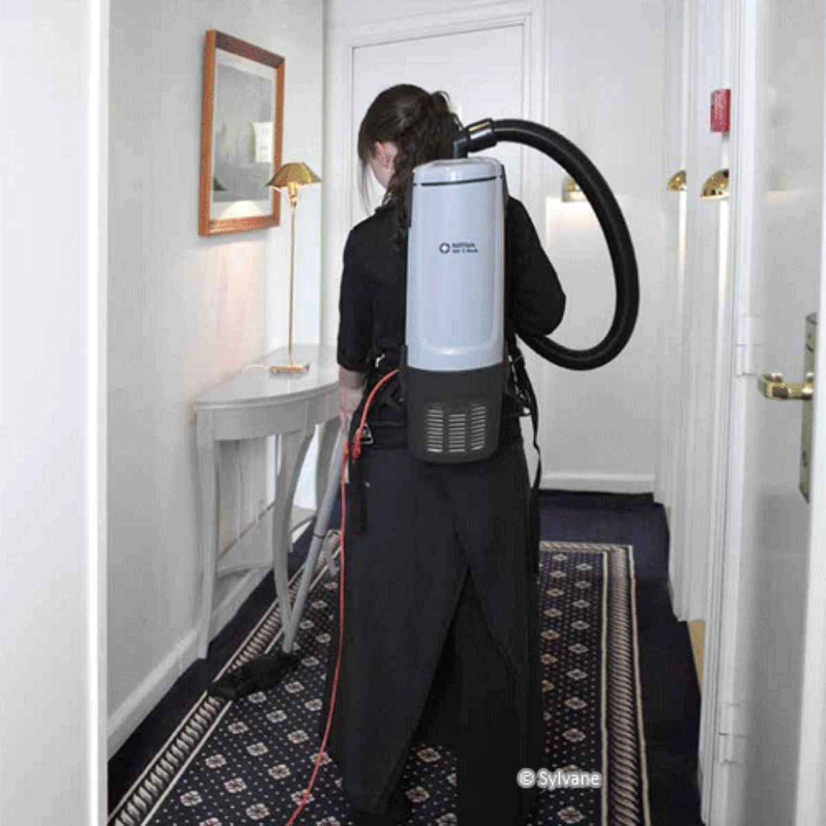 Nilfisk GD10 Industrial HEPA Back Vacuum In Use