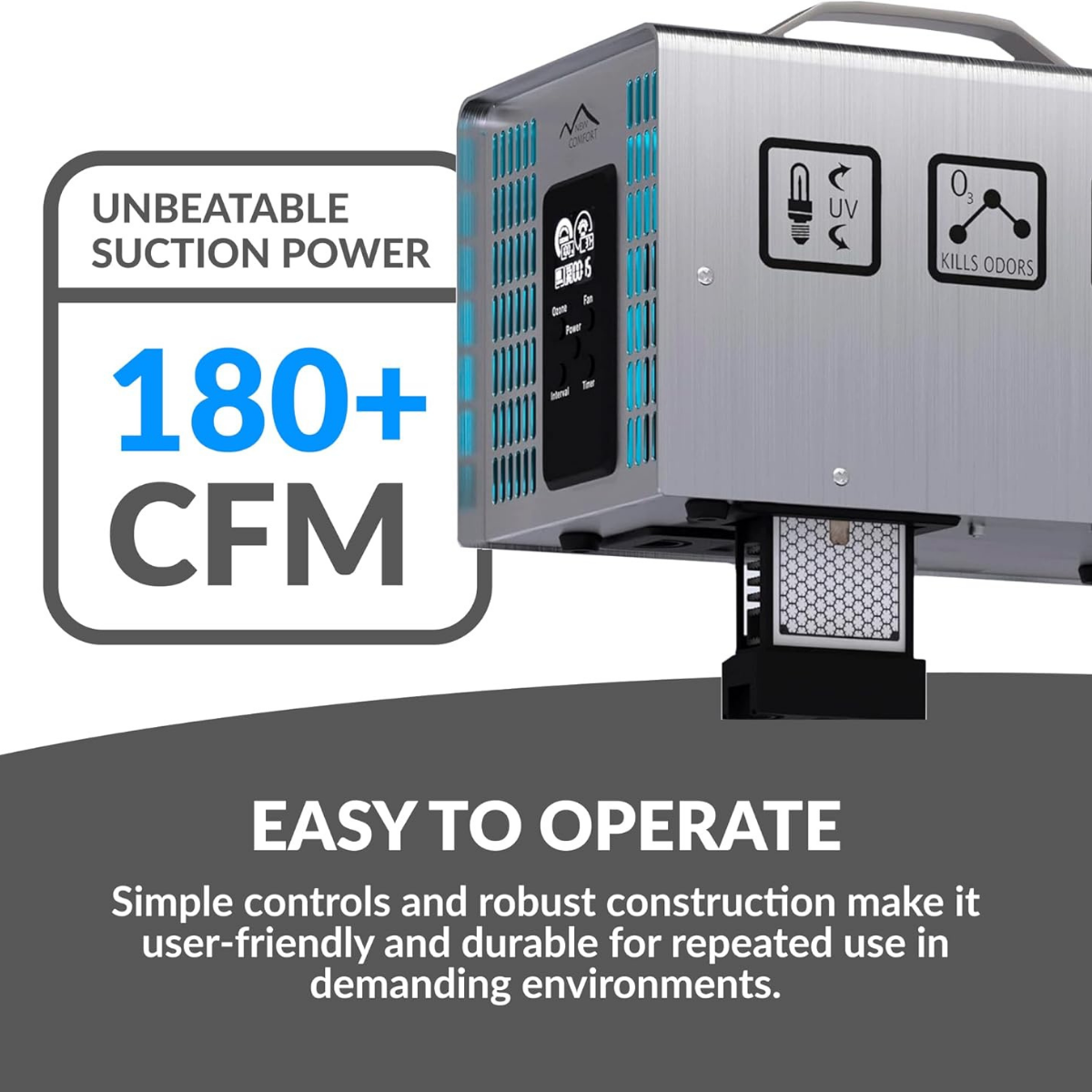 New Comfort SS12000 Stainless Steel 9,000 to 14,000 mg/hr Commercial PLCOZ12K Ozone Generator - Infographic 3