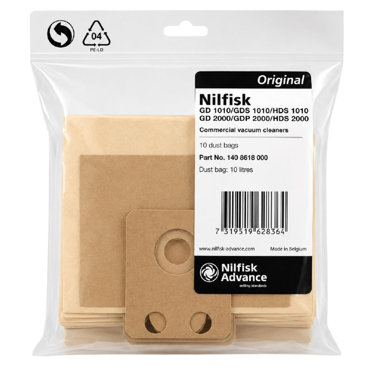 Nilfisk VP300/VP400/VP500 Paper Bags - 10 Pack - Main