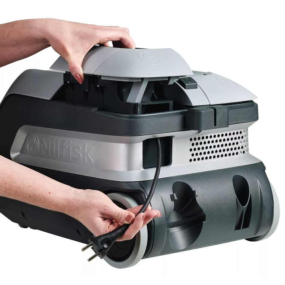 Nilfisk Industrial Canister Vacuum Cleaner for Allergens, Dust, Mold, Asbestos - Cord Rewind