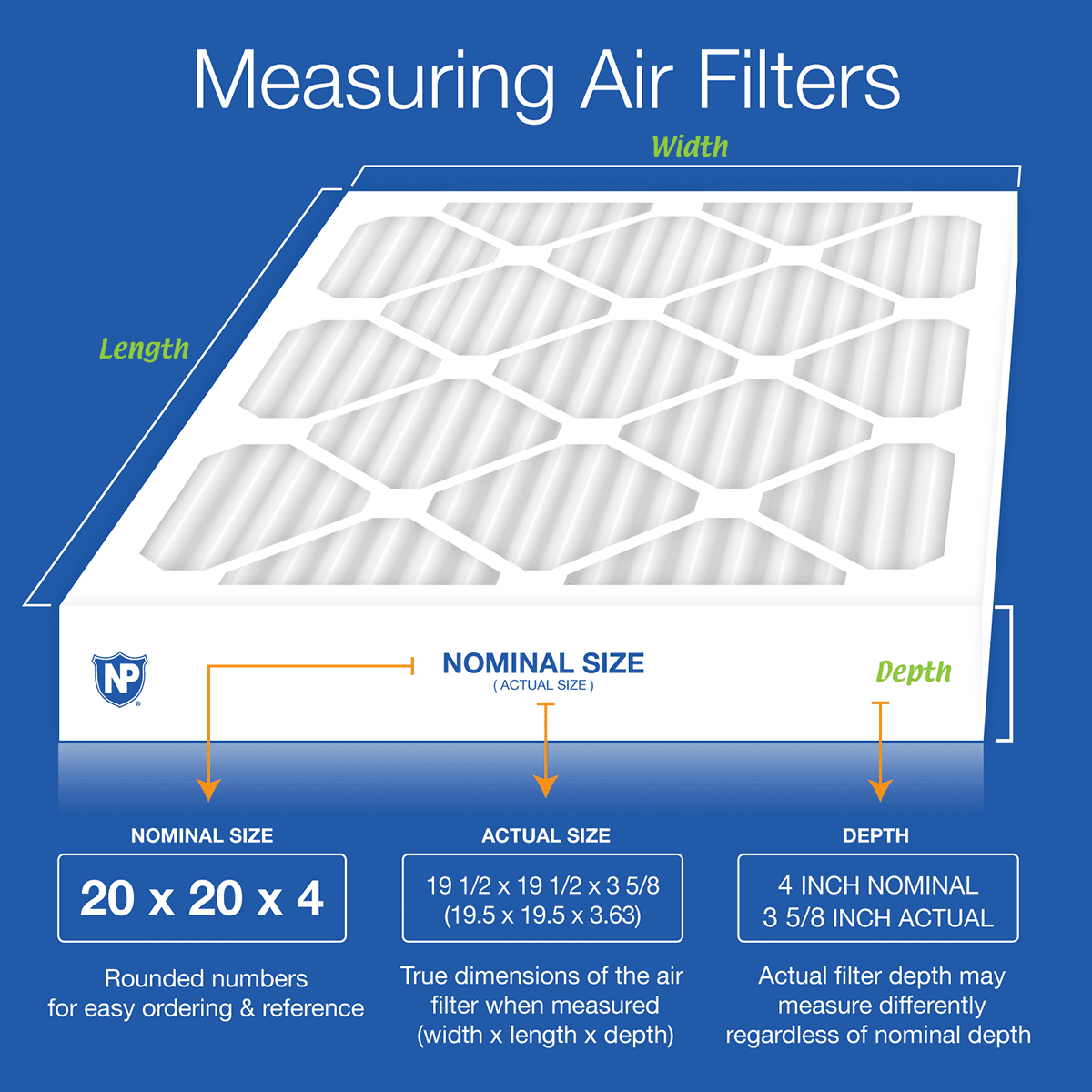Nordic Pure MERV 12 4-in. Pleated Furnace Filters - 20x20x4 Measuring Air Filter