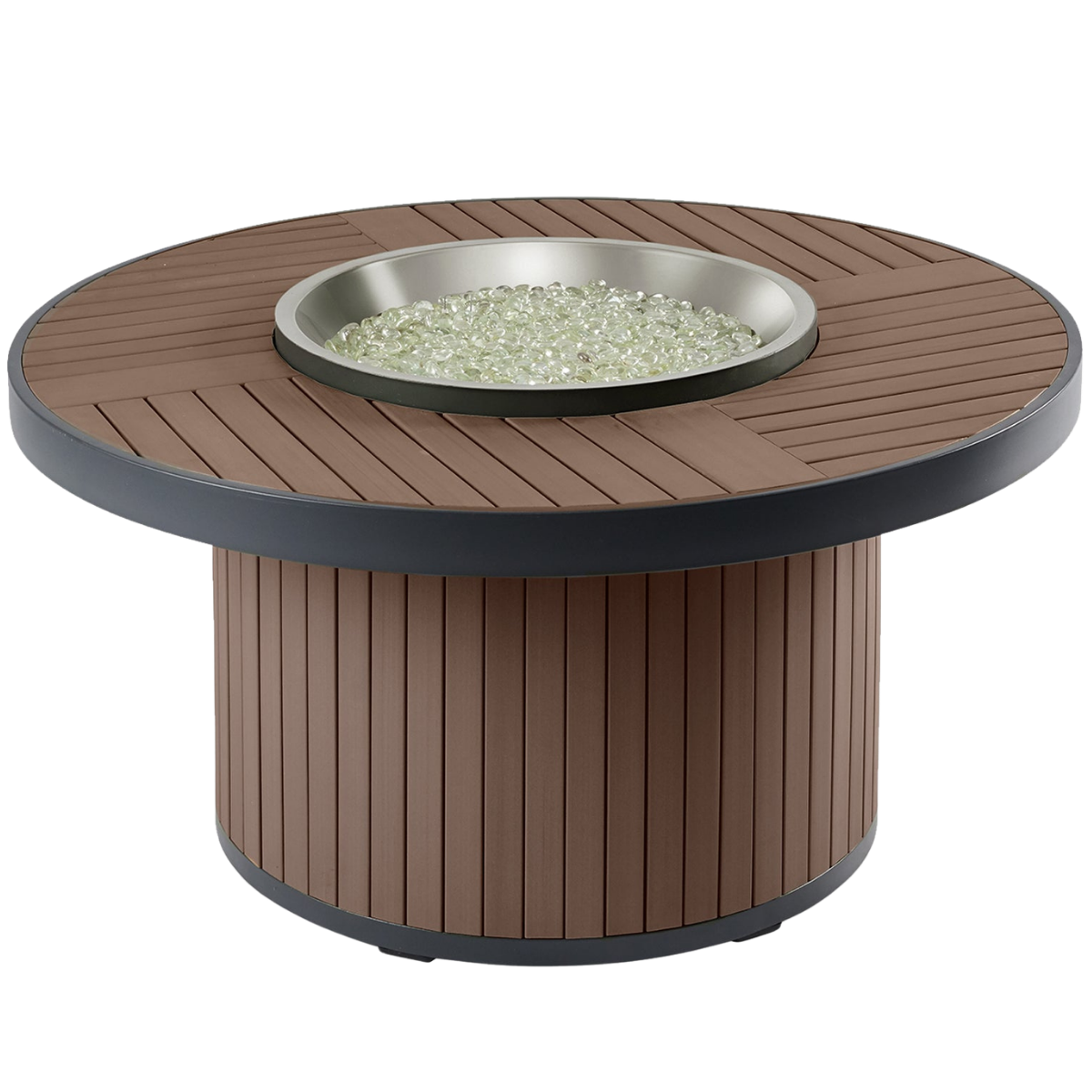 Outdoor Greatroom 42-In. Umber Brown Kenwood Round Gas Fire Pit Table - Open