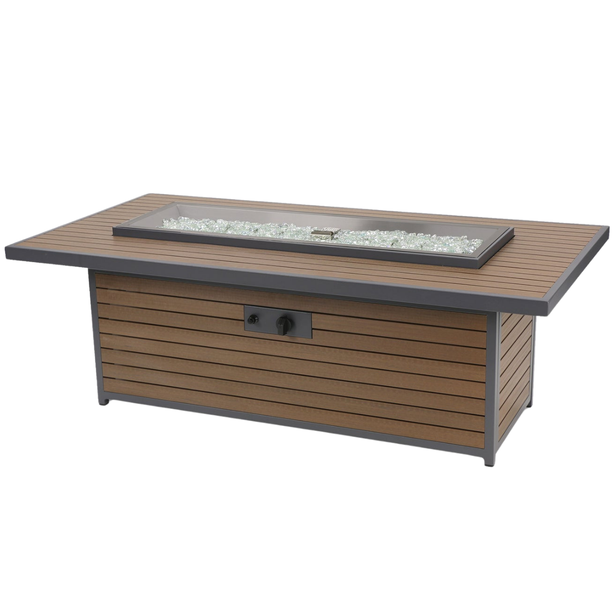 Outdoor Greatroom 61-In Umber Brown Kenwood Gas Fire Pit Table - Open