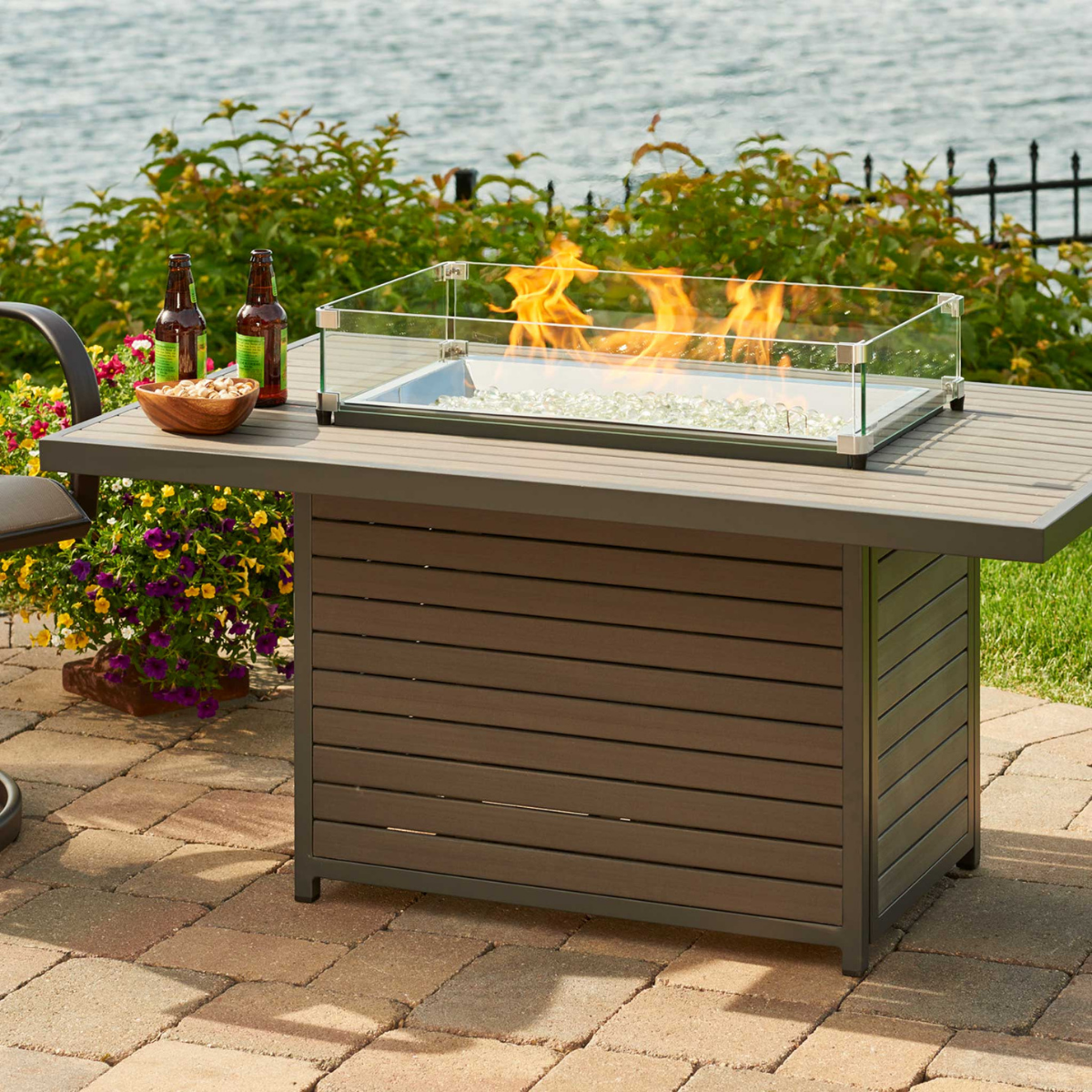 Outdoor Greatroom Brooks Rectangular Fire Pit Table - Lifestyle 1