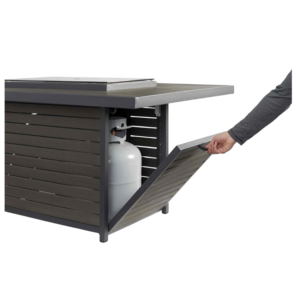 Outdoor Greatroom Brooks Rectangular Fire Pit Table Taupe - Tank Slider