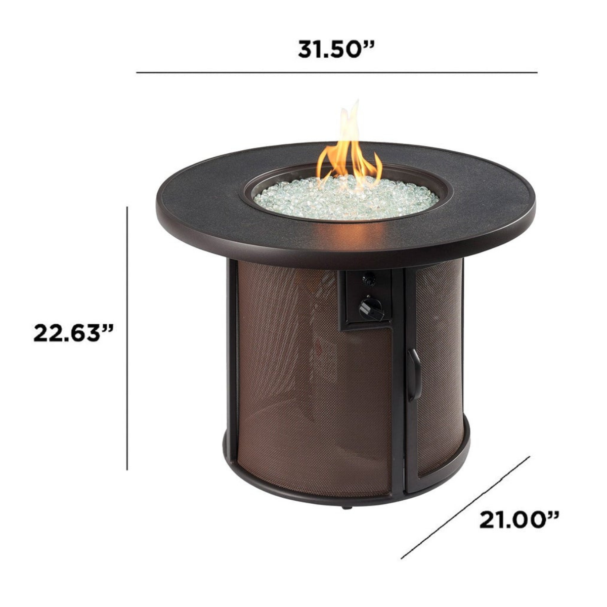 Outdoor Greatroom Brown Stonefire Fire Table - Dimensions