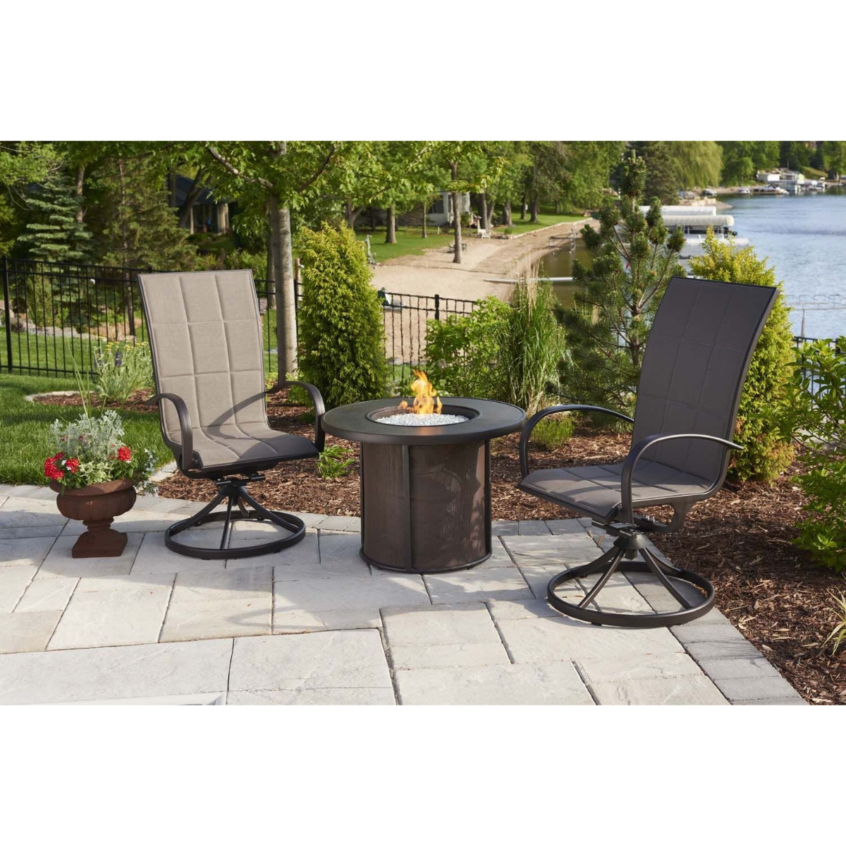 Outdoor Greatroom Brown Stonefire Fire Table - Lifestyle 3