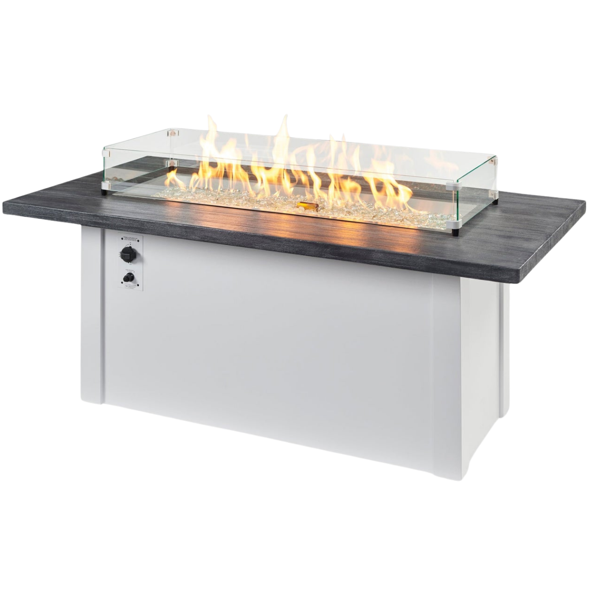 Outdoor Greatroom Havenwood with Carbon Grey Everblend Top Fire Table White - Glass