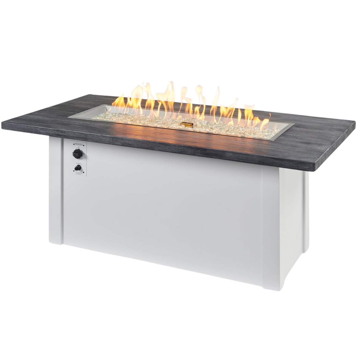 Outdoor Greatroom Havenwood with Carbon Grey Everblend Top Fire Table - White