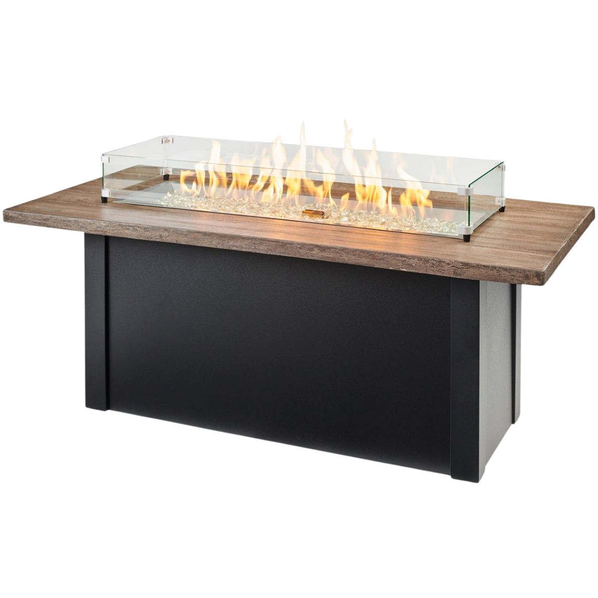Outdoor Greatroom Havenwood with Driftwood Everblend Top Fire Table Black - Glass