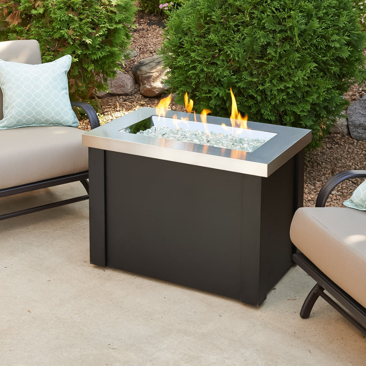 Outdoor Greatroom Stainless Steel Providence Fire Table - Lifestyle 1