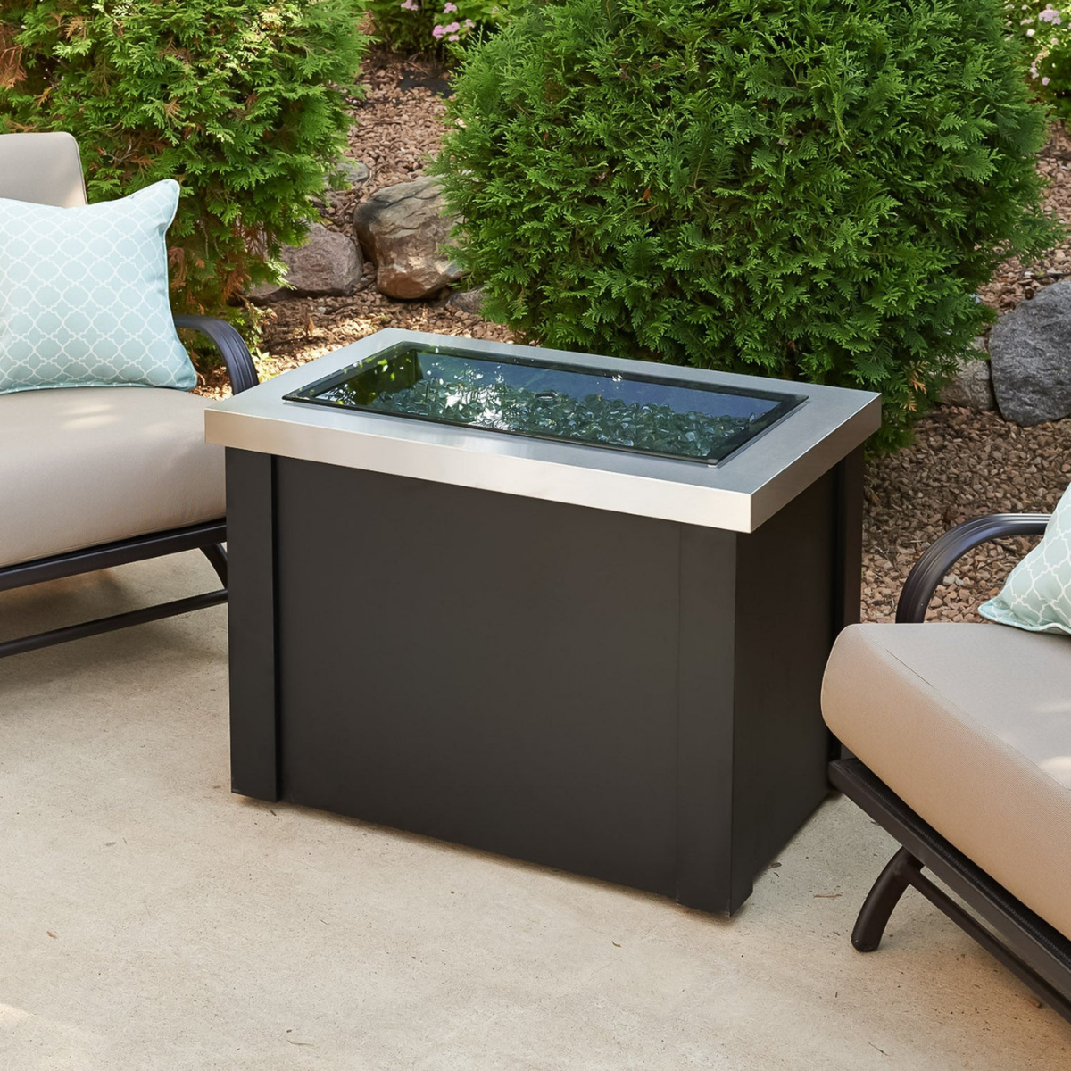 Outdoor Greatroom Stainless Steel Providence Fire Table - Lifestyle 2