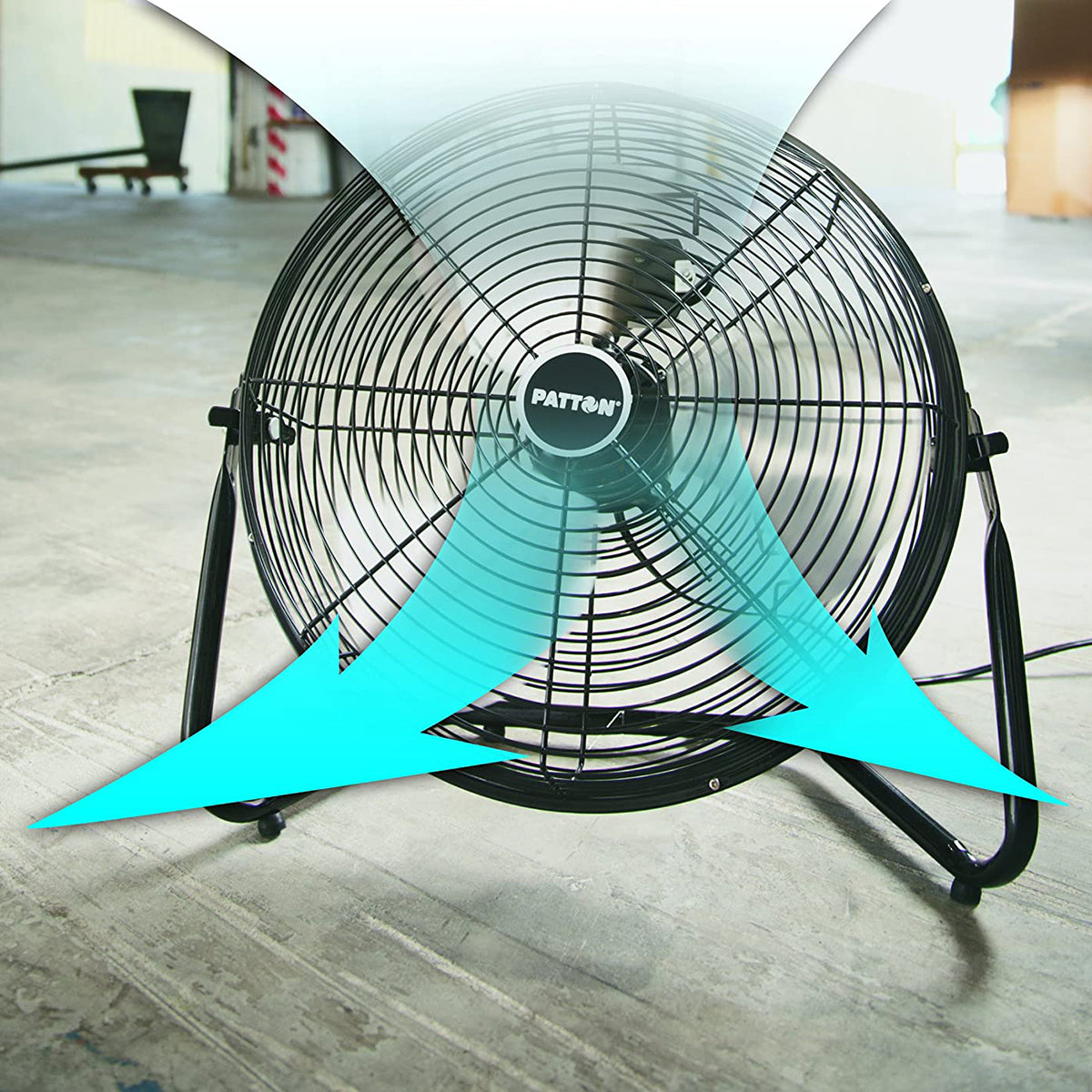 Patton 18 Inch All Metal High Velocity Air Circulator Airflow Graphic