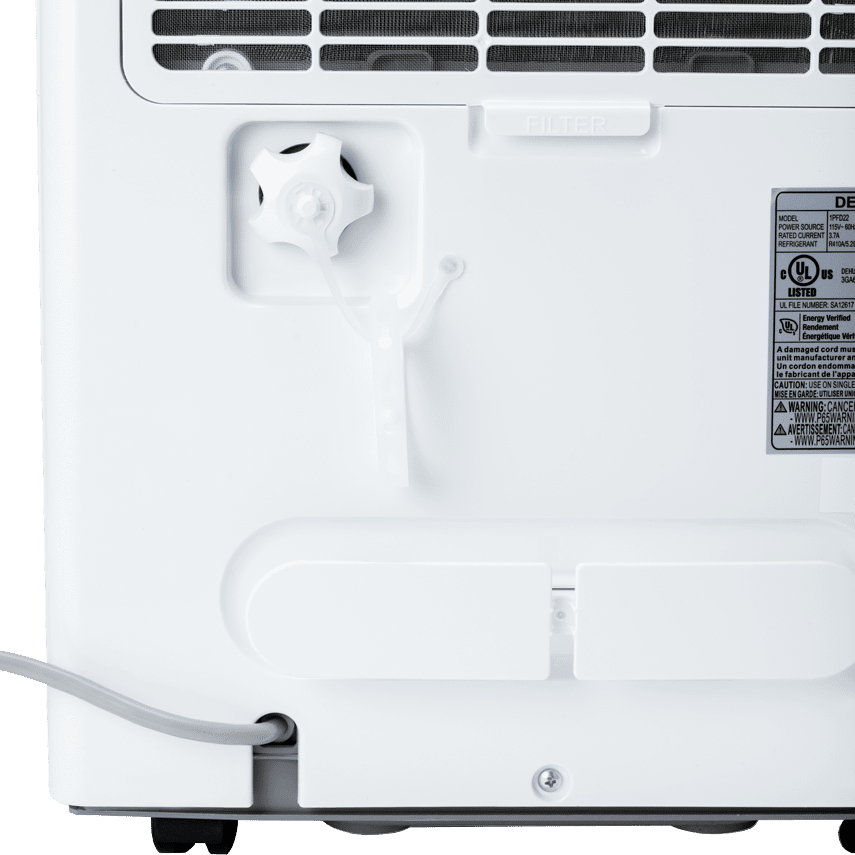 Perfect Aire 22 Pint Flat Panel Energy Star Dehumidifier - - Drain Port Closed