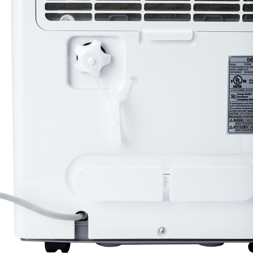 Perfect Aire 22 Pint Flat Panel Energy Star Dehumidifier - - Drain Port Closed