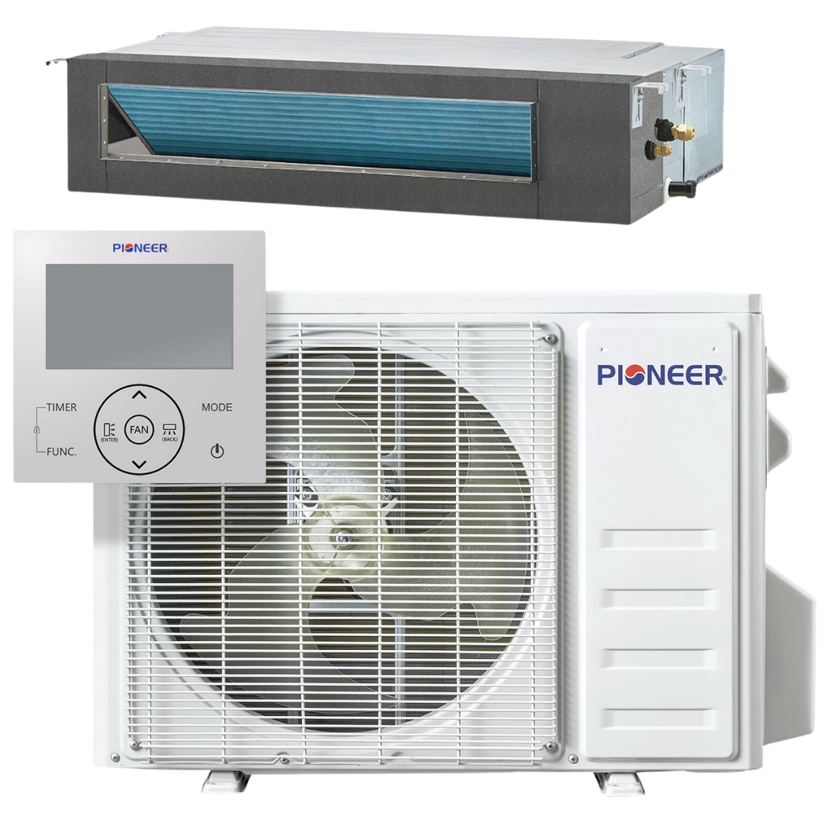 Pioneer 9k-12k BTU Quantum Ultra Ceiling Concealed Ducted Mini Split Heat Pump - Main