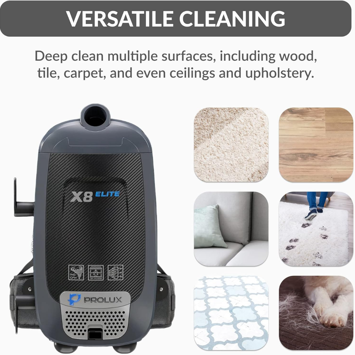 Prolux Backpack Commercial Vacuum X8 Elite 8 Qt. - Infographic 2