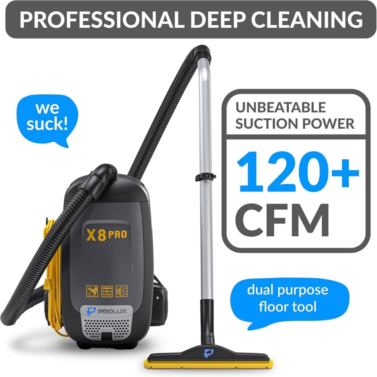 Prolux Backpack Commercial Vacuum X8 Pro 8 Qt. - Infographic 1