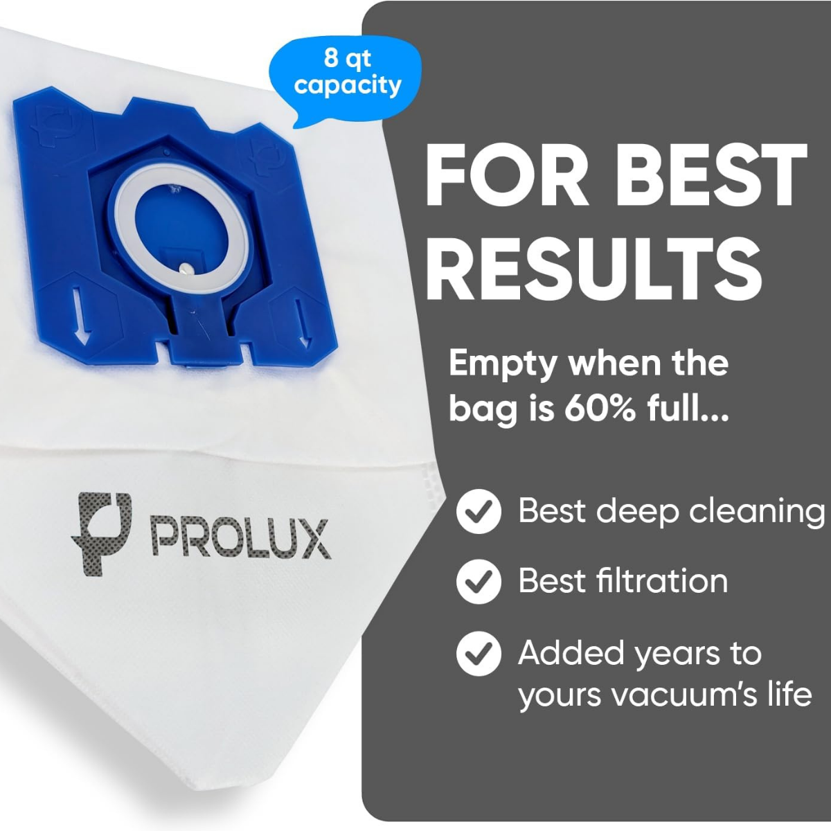 Prolux HEPA Bags for X8 Backpack Vacuum 10 Pack - Infographic 1