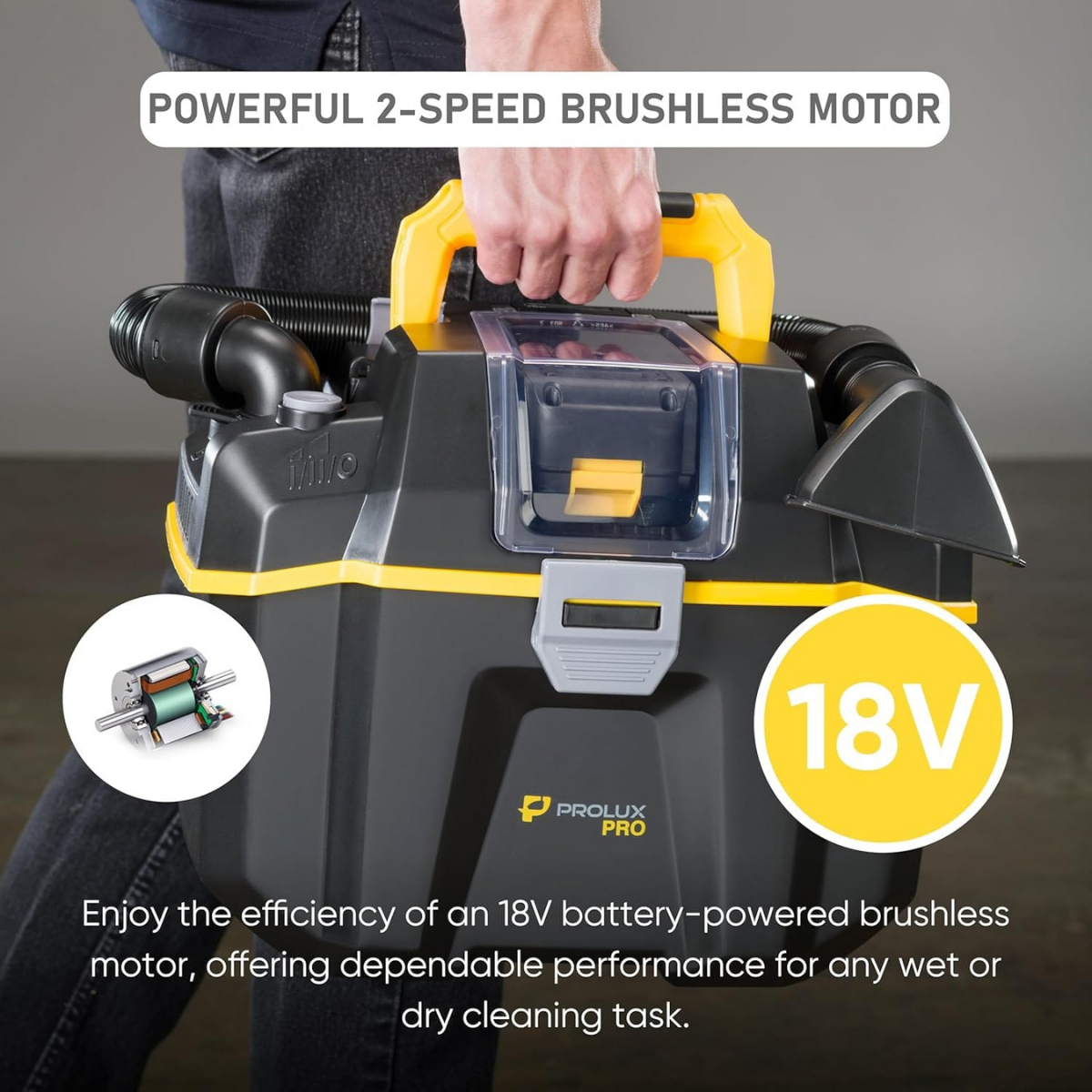 Prolux PLCTB Cordless Commercial Wet/Dry Tool & Travel Vacuum - Infographic 3