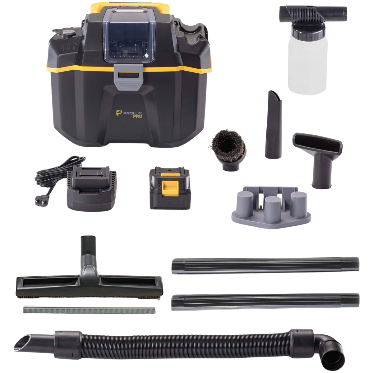 Prolux PLCTB Cordless Commercial Wet/Dry Tool & Travel Vacuum - w/ Attachments