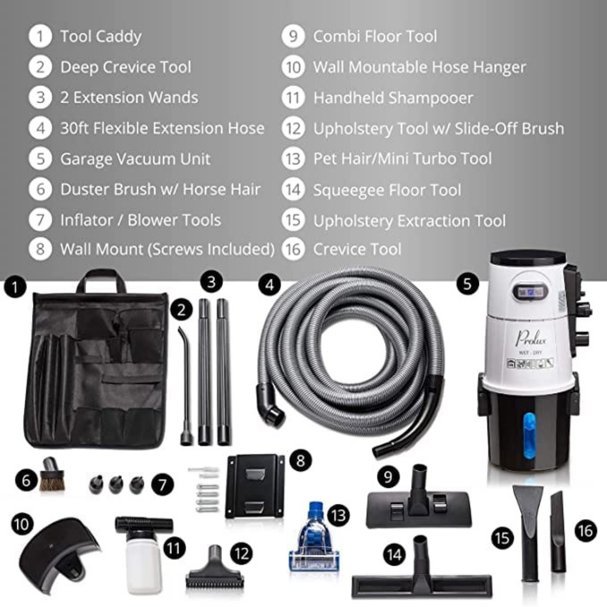 Prolux Wall-Mounted Wet/Dry Garage Vacuum - Infographic 6