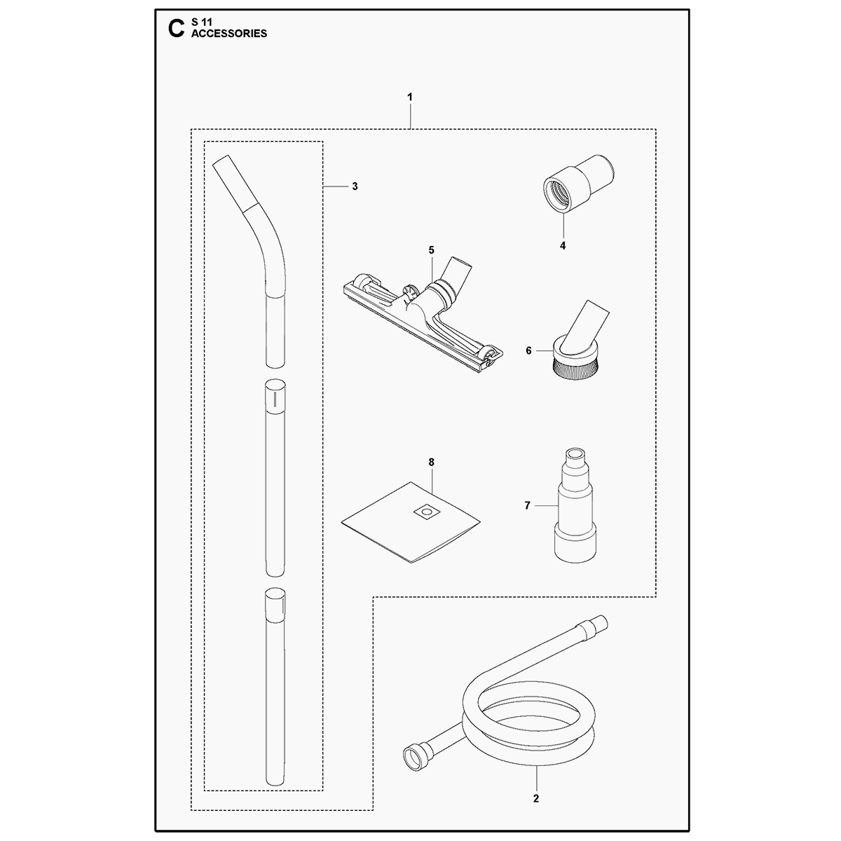 Pullman Holt Husqvarna Accessory Kit for S11 Wet/Dry Industrial Vacuum