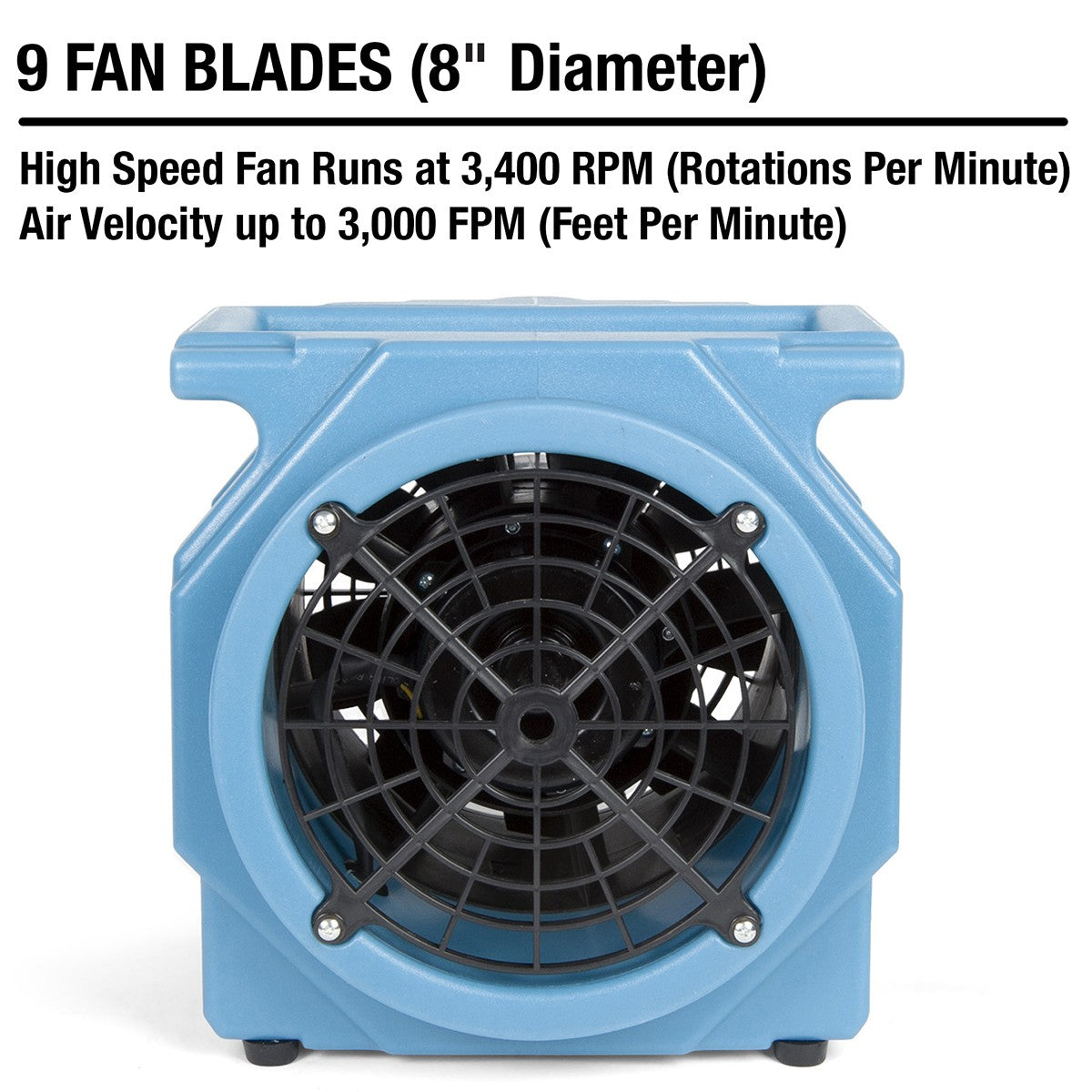 The high-speed Puraero Fan has 9 8-inch power blades.