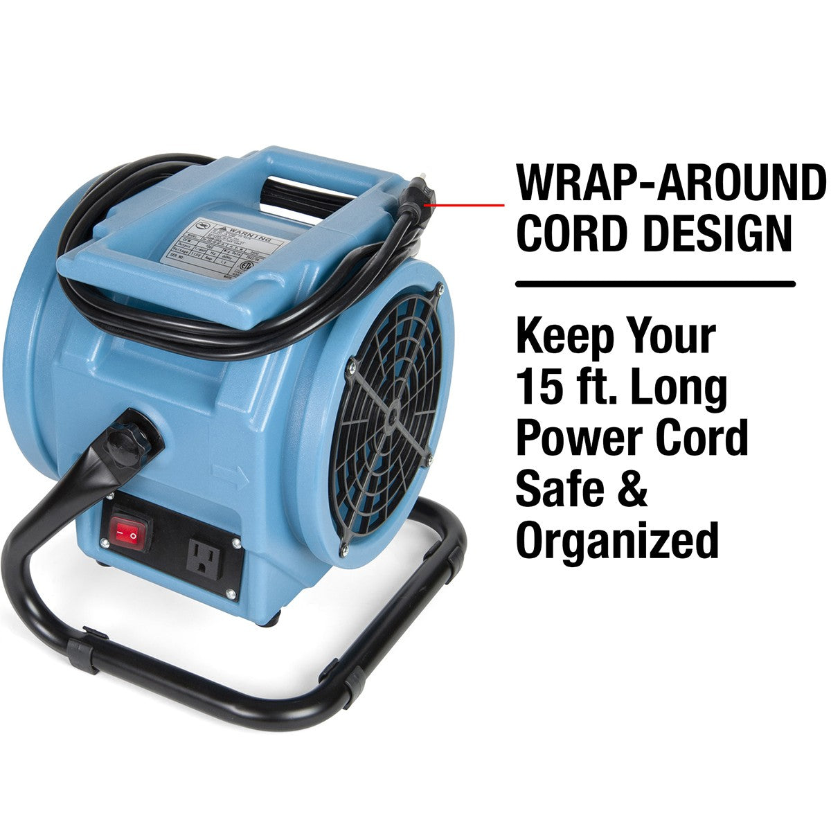 The Puraero Fan features a wrap-around cord design for easy storage.