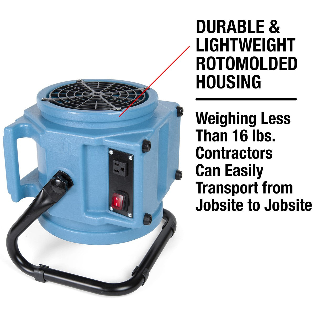 The Puraero features durable and lightweight rotomolded housing.