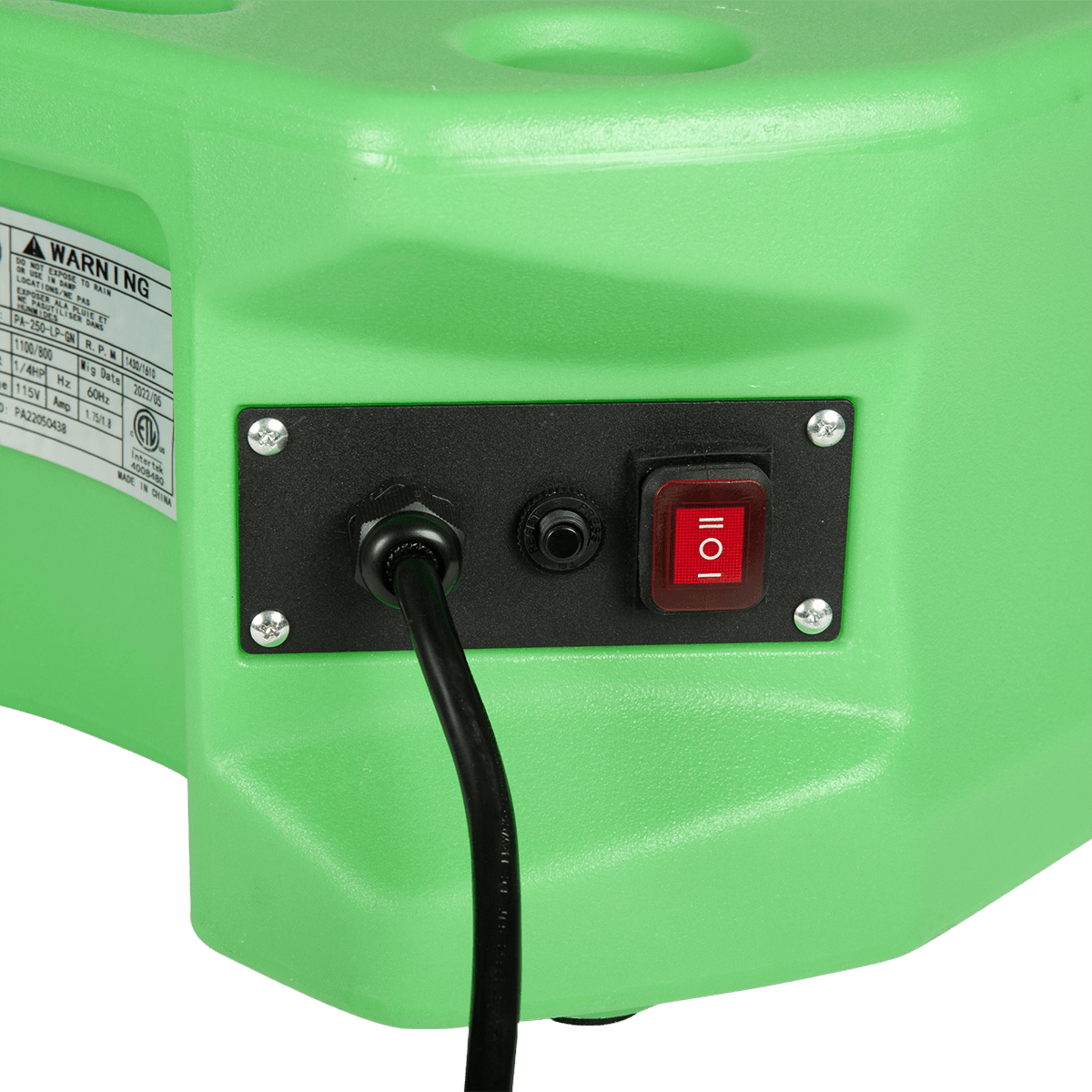 Puraero 1/4 HP 1100 CFM 2.51A Low Profile Air Mover - Green - Control Switch