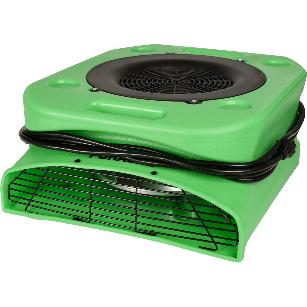 Puraero 1/4 HP 1100 CFM 2.51A Low Profile Air Mover - Green - Wrap Around Cord