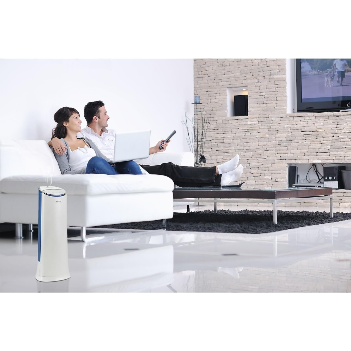 PureGuardian 1.5 Gal. Ultrasonic Warm & Cool Mist Tower Humidifier - Lifestyle