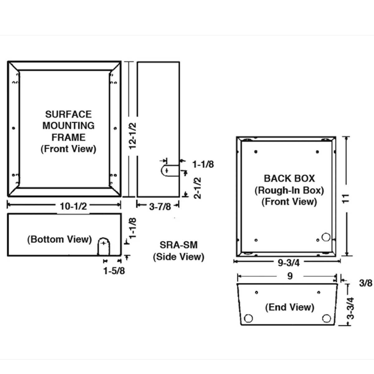 Qmark Fan-Forced Ceiling Heater 240V - Dimensions