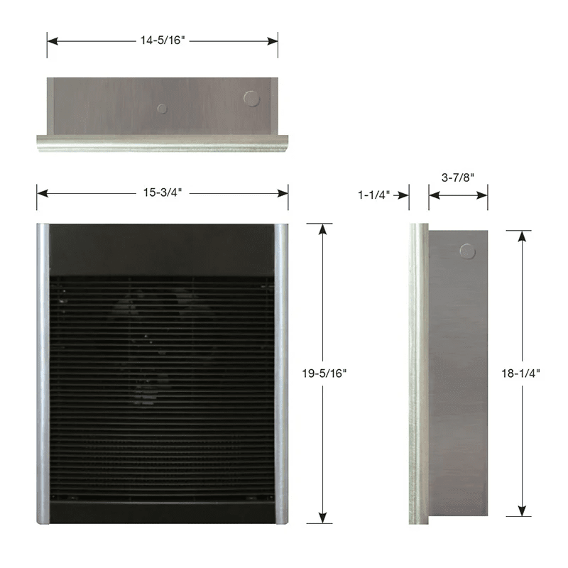 Qmark AWH Series Architectural Heavy-Duty Wall Heaters - Dimensions