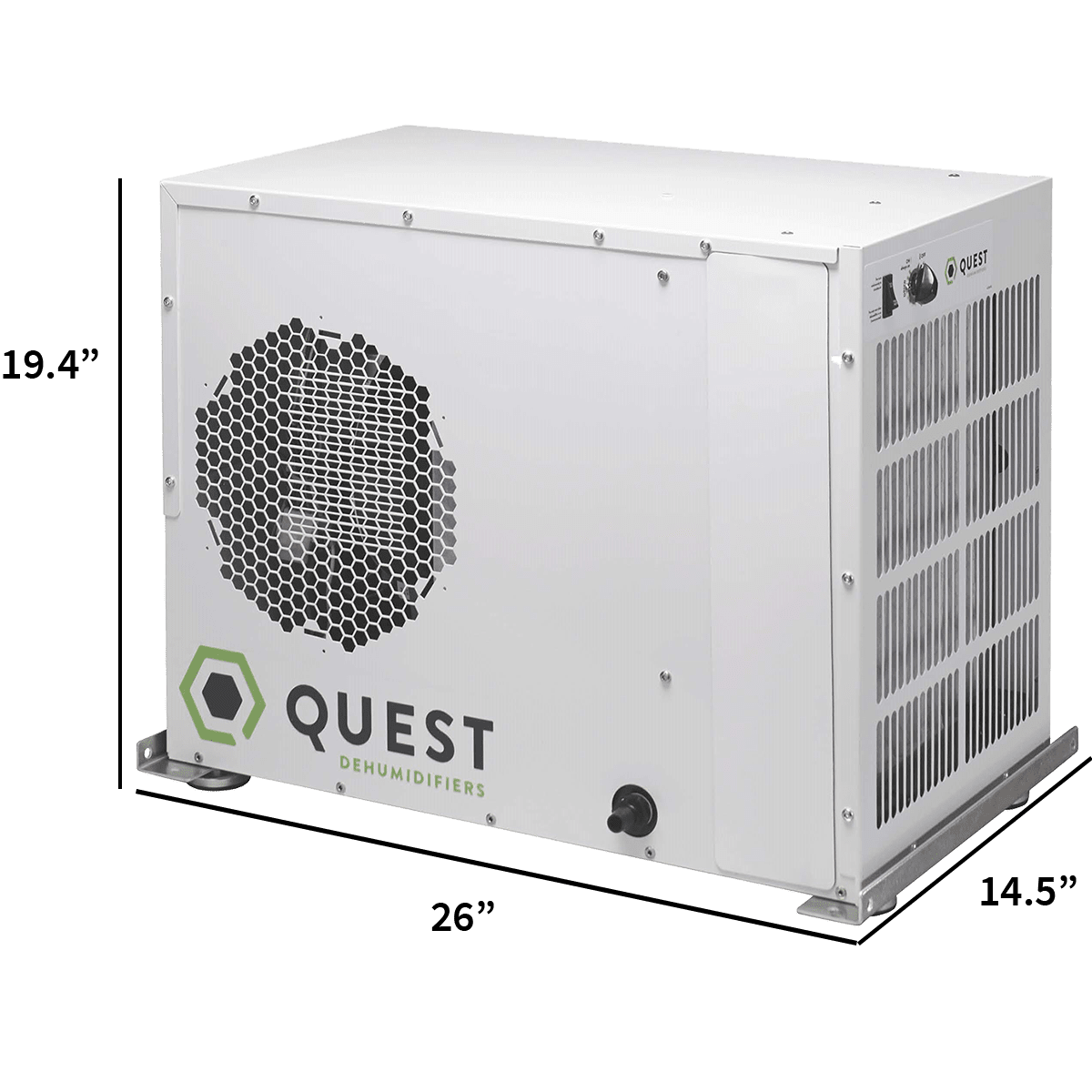 Quest Dual 110 Overhead Dehumidifier - Dimensions