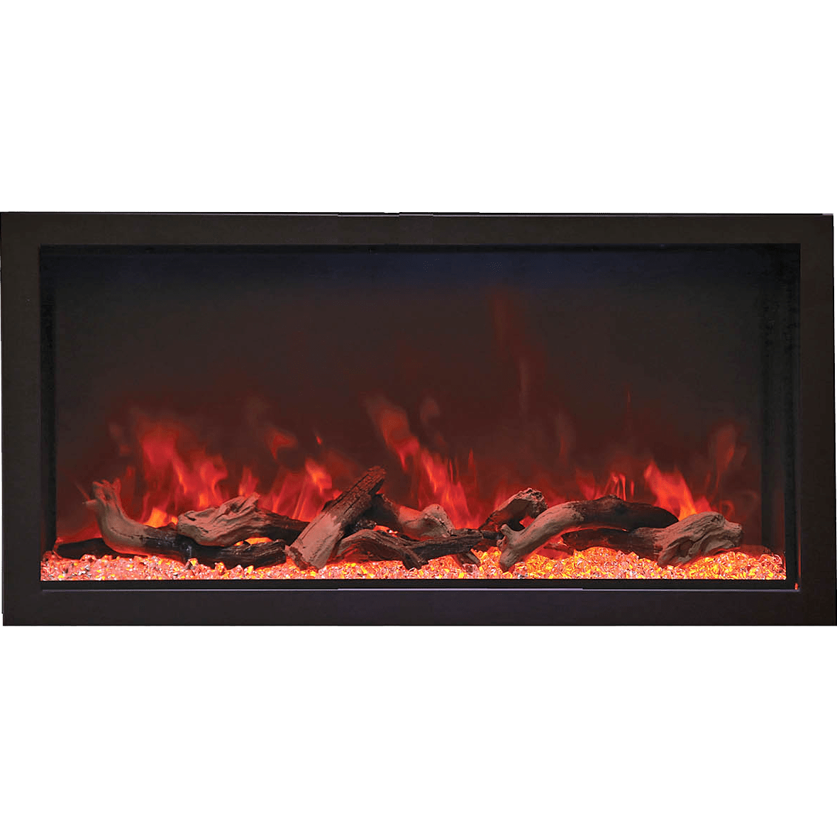 Remii Extra Tall Indoor/Outdoor Built-In Electric Fireplace - Amber flame with Logs