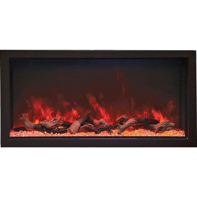 Remii Extra Tall Indoor/Outdoor Built-In Electric Fireplace - Amber flame with Logs